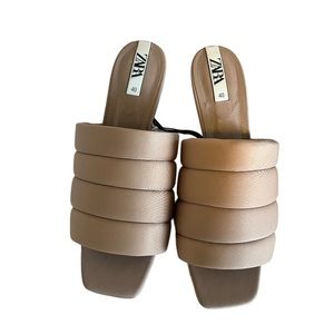 Zara Tan Open Toe Low Heel NWT Size 9